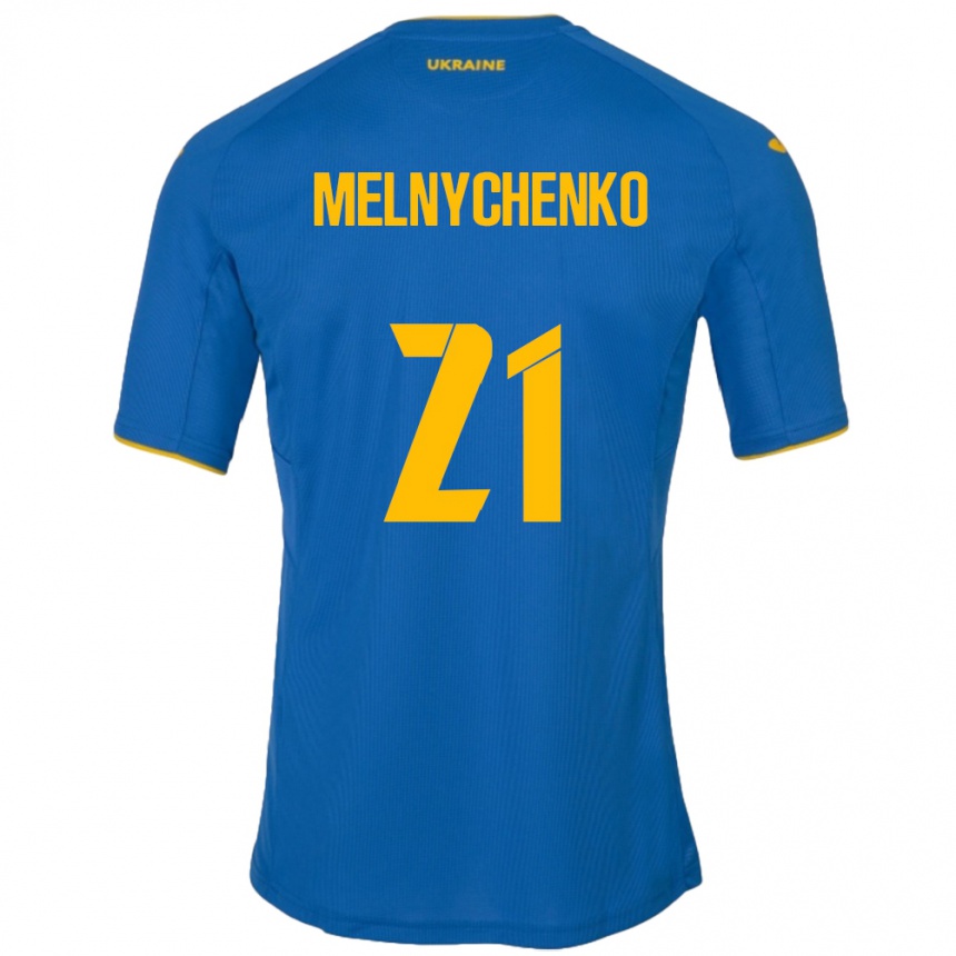 Kids Football Ukraine Maksym Melnychenko #21 Blue Away Jersey 24-26 T-Shirt