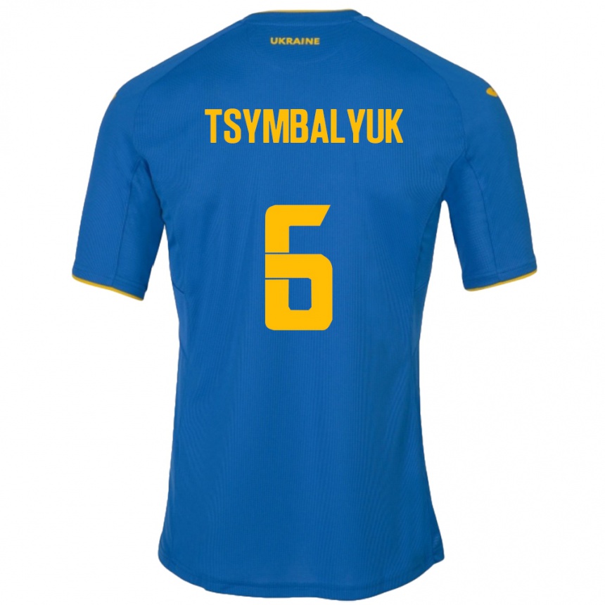 Kids Football Ukraine Maksym Tsymbalyuk #6 Blue Away Jersey 24-26 T-Shirt