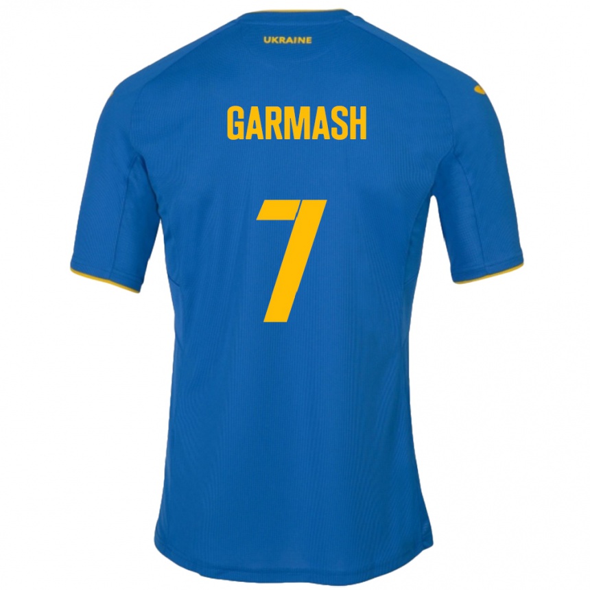 Kids Football Ukraine Yevgen Garmash #7 Blue Away Jersey 24-26 T-Shirt