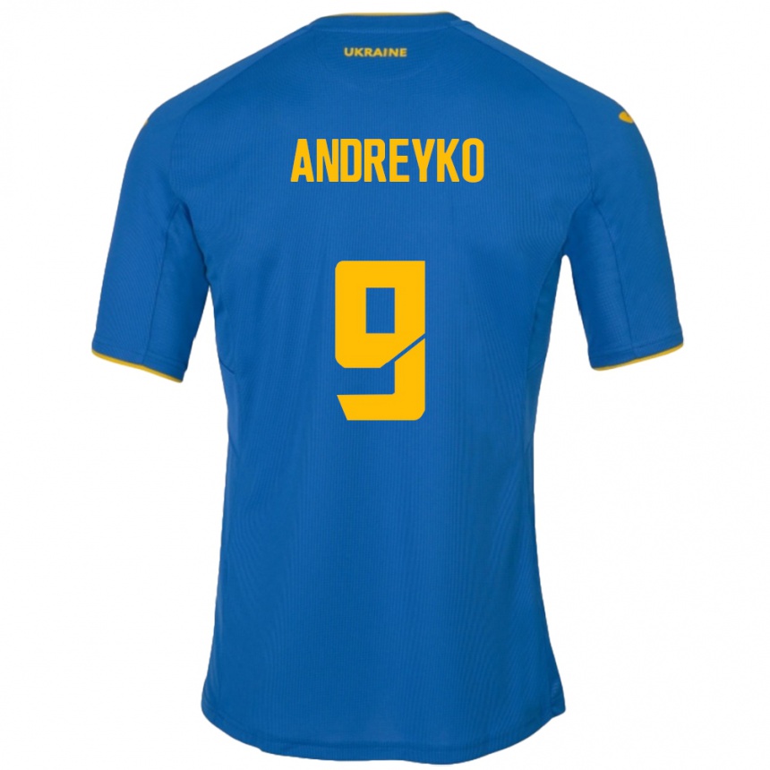 Kids Football Ukraine Ivan Andreyko #9 Blue Away Jersey 24-26 T-Shirt
