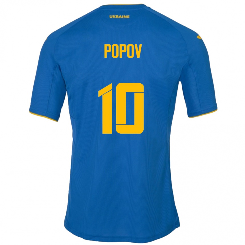 Kids Football Ukraine Bogdan Popov #10 Blue Away Jersey 24-26 T-Shirt