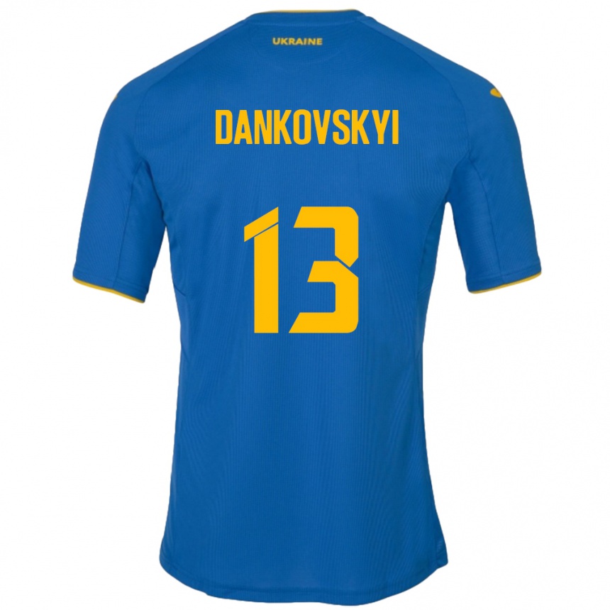 Kids Football Ukraine Yegor Dankovskyi #13 Blue Away Jersey 24-26 T-Shirt