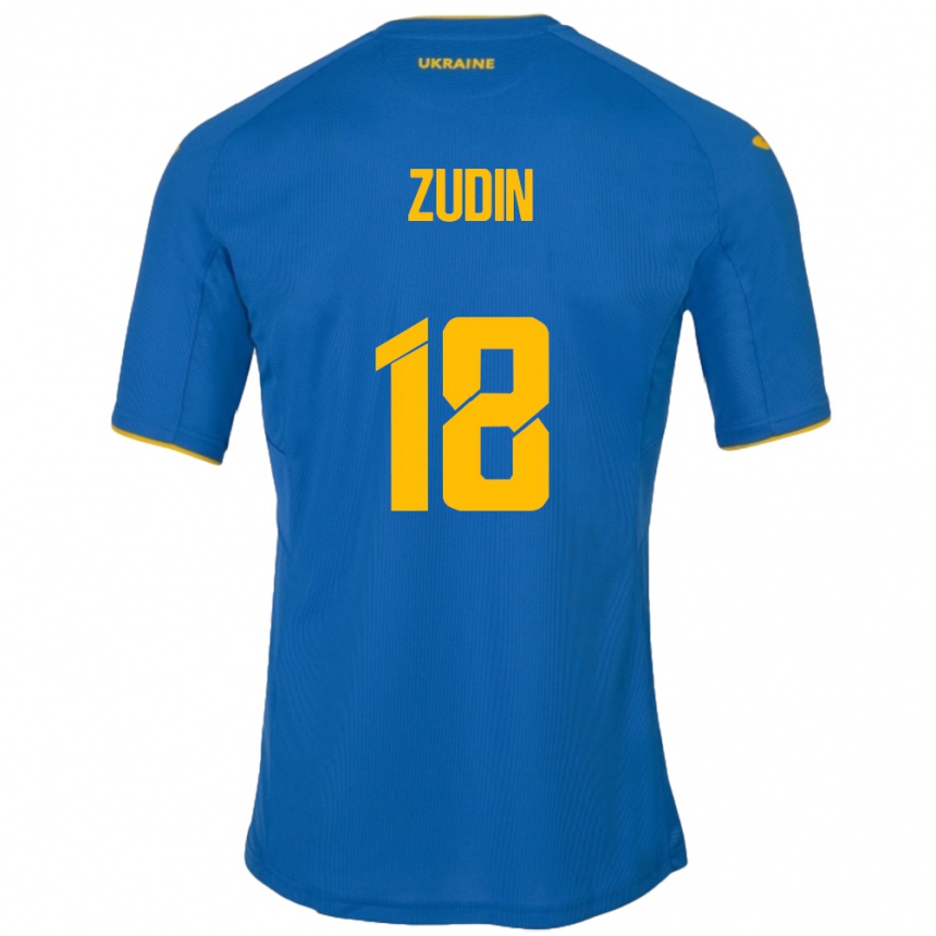 Kids Football Ukraine Dmytro Zudin #18 Blue Away Jersey 24-26 T-Shirt