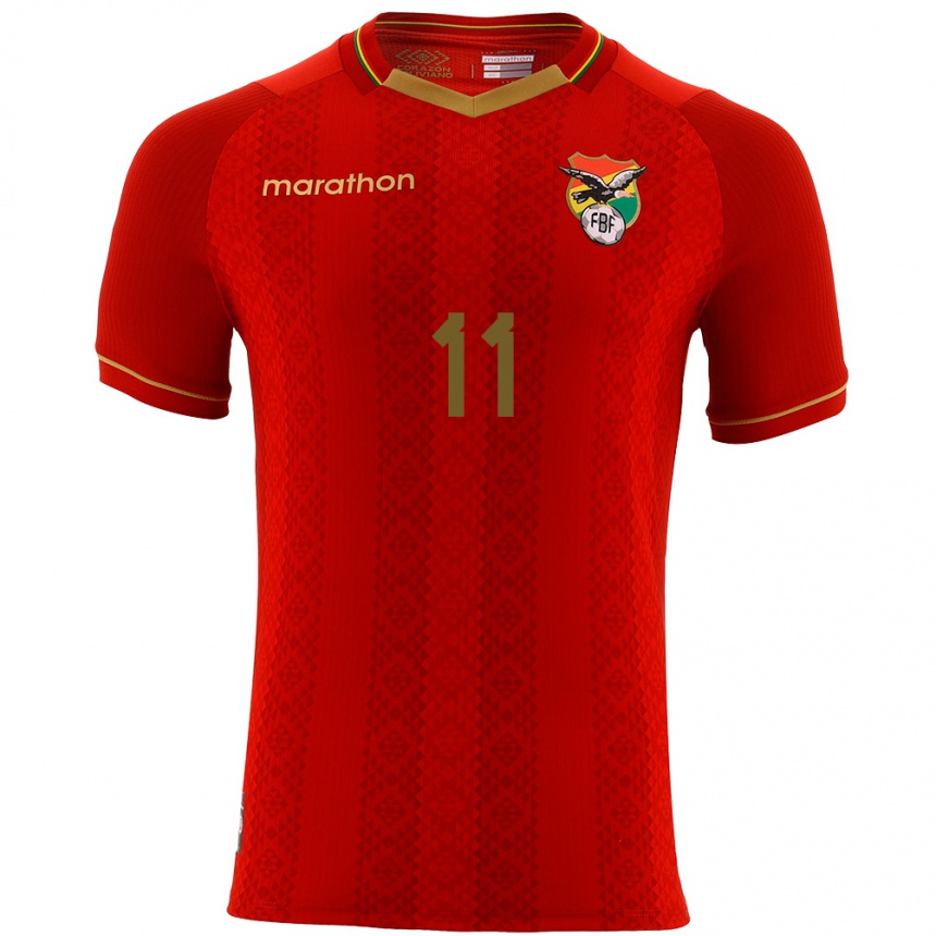 Kids Football Bolivia Pablo Luján #11 Red Away Jersey 24-26 T-Shirt