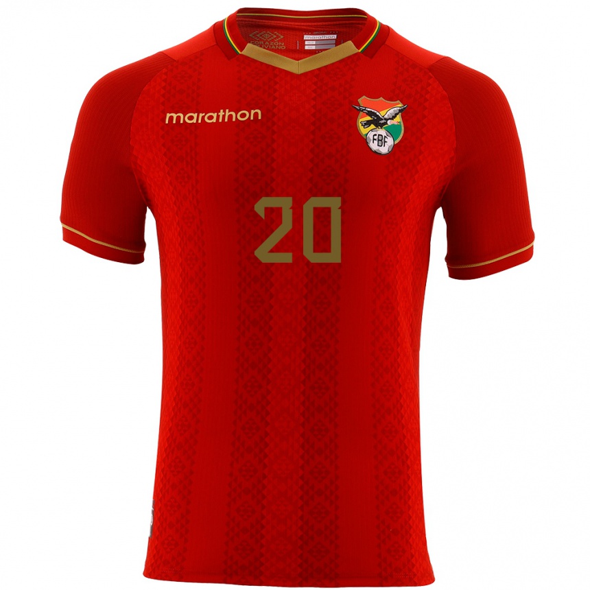 Kids Football Bolivia Leonardo Justiniano #20 Red Away Jersey 24-26 T-Shirt