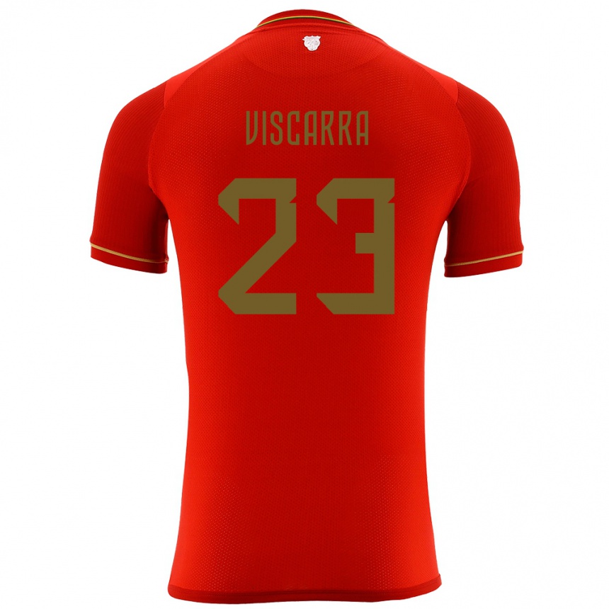 Kids Football Bolivia Guillermo Viscarra #23 Red Away Jersey 24-26 T-Shirt