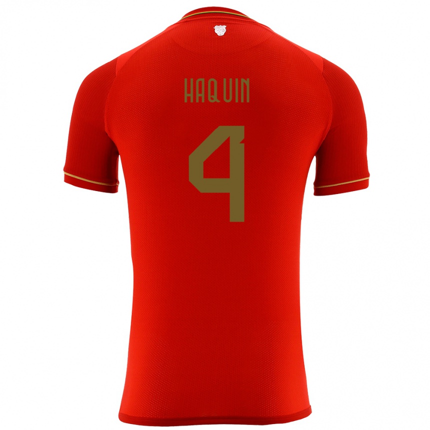 Kids Football Bolivia Luis Haquín #4 Red Away Jersey 24-26 T-Shirt