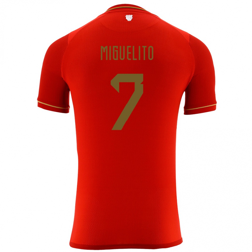 Kids Football Bolivia Miguelito #7 Red Away Jersey 24-26 T-Shirt