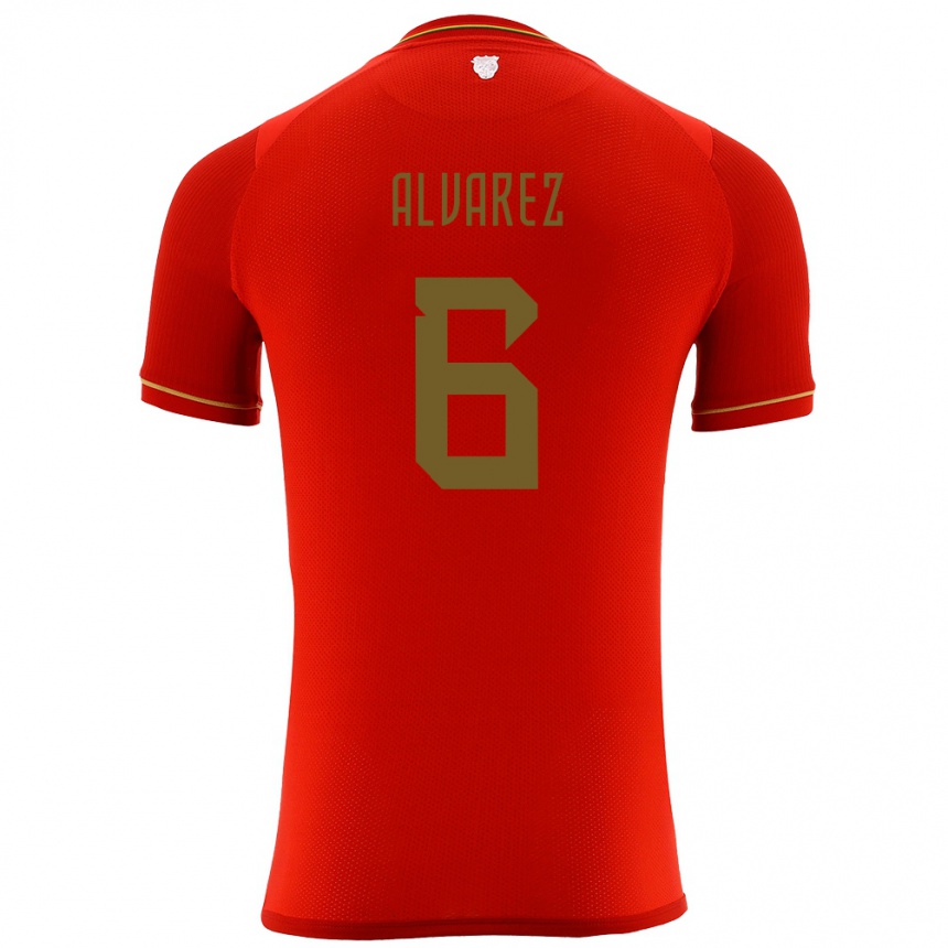 Kids Football Bolivia Eduardo Álvarez #6 Red Away Jersey 24-26 T-Shirt