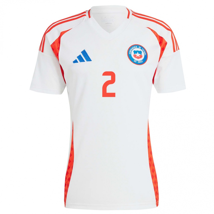 Kids Football Chile Víctor Campos #2 White Away Jersey 24-26 T-Shirt