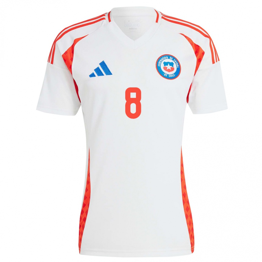 Kids Football Chile Benjamín Ampuero #8 White Away Jersey 24-26 T-Shirt