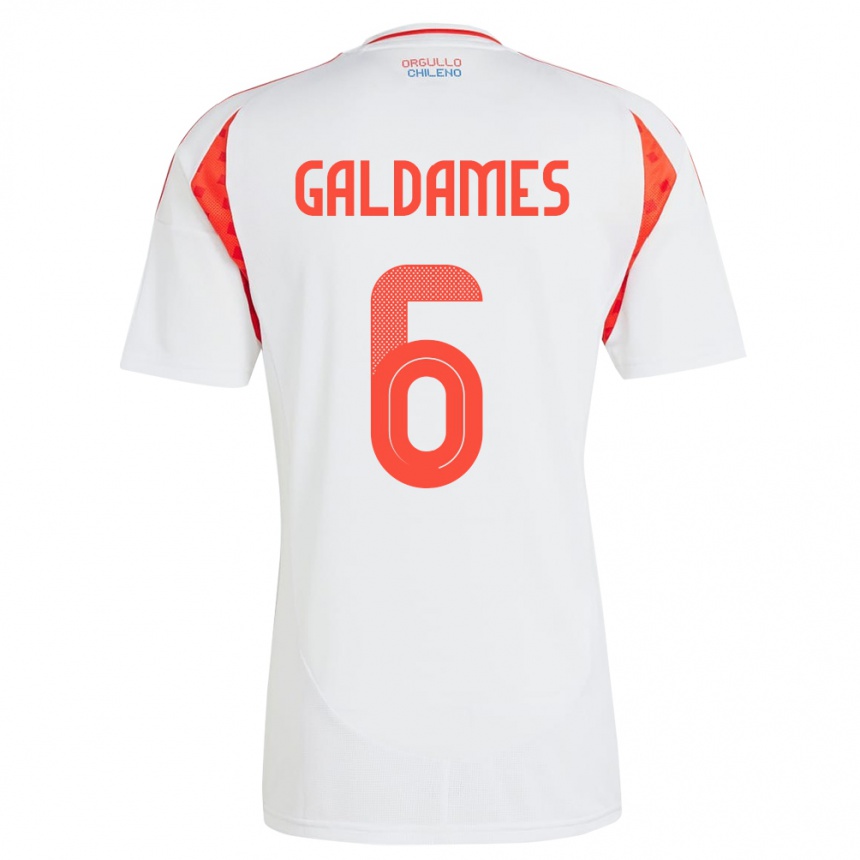 Kids Football Chile Thomas Galdames #6 White Away Jersey 24-26 T-Shirt