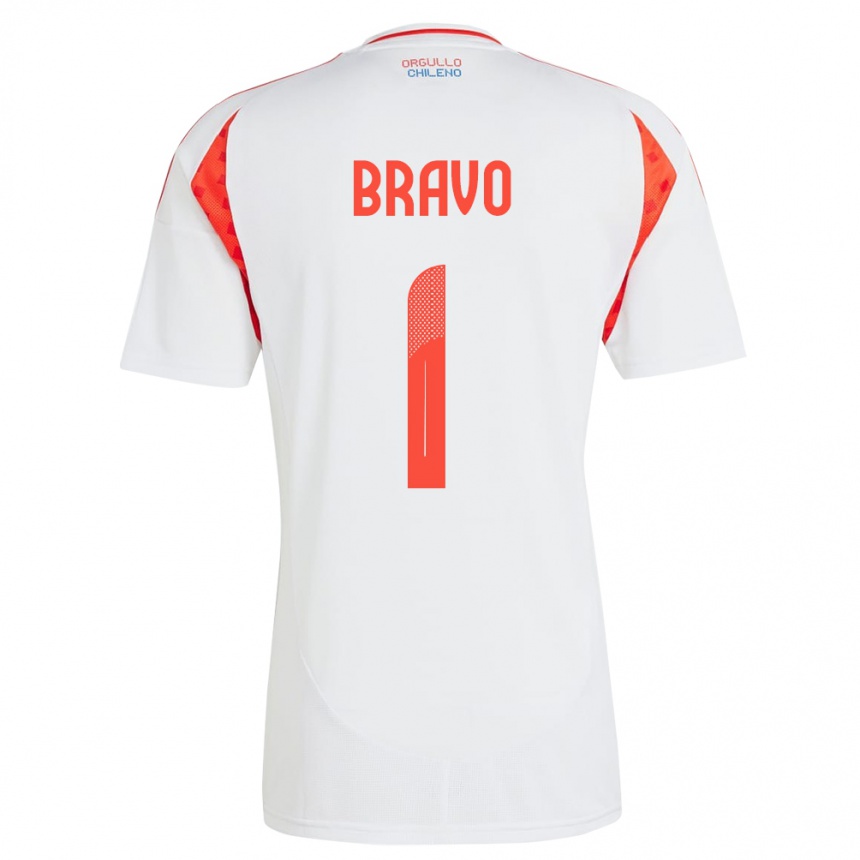 Kids Football Chile Claudio Bravo #1 White Away Jersey 24-26 T-Shirt