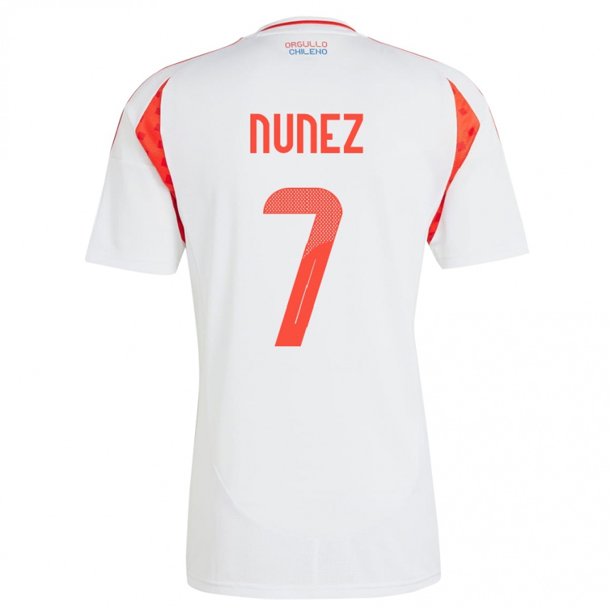 Kids Football Chile Marcelino Núñez #7 White Away Jersey 24-26 T-Shirt