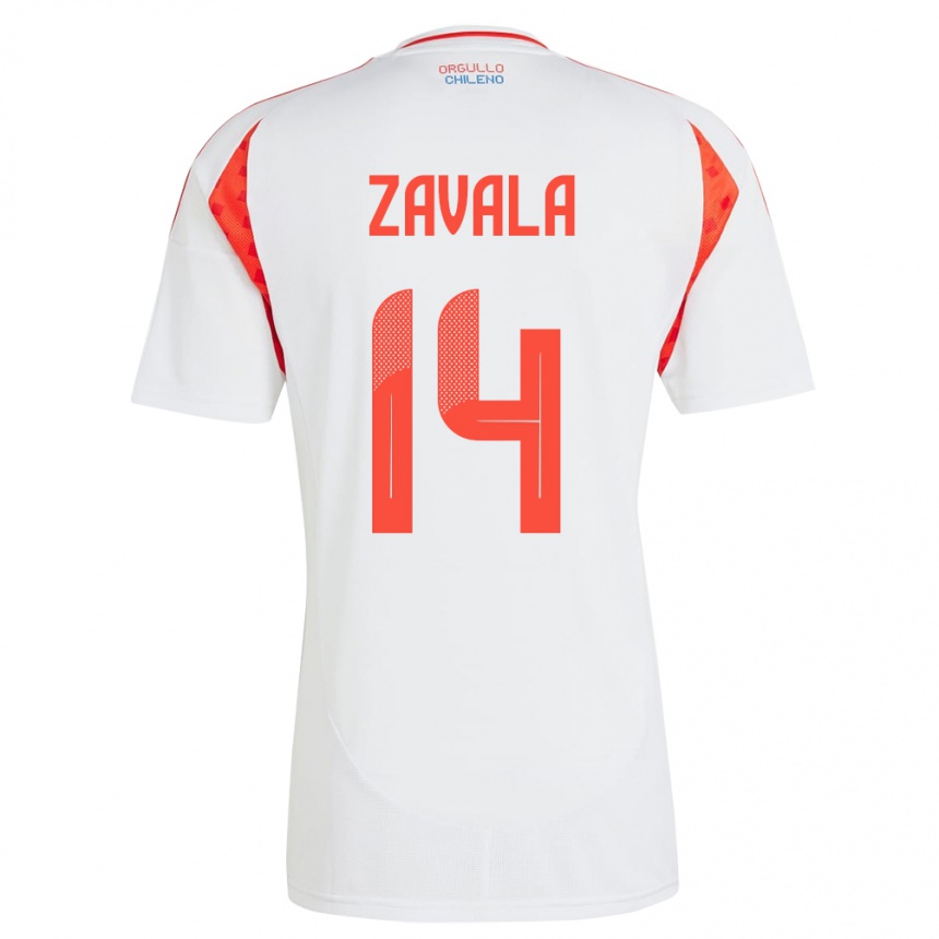 Kids Football Chile Cristián Zavala #14 White Away Jersey 24-26 T-Shirt