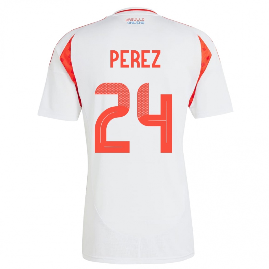 Kids Football Chile César Pérez #24 White Away Jersey 24-26 T-Shirt