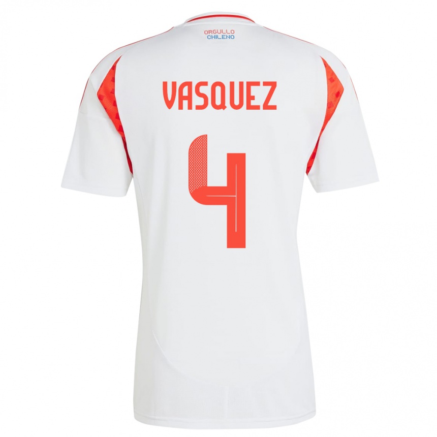 Kids Football Chile Matías Vásquez #4 White Away Jersey 24-26 T-Shirt