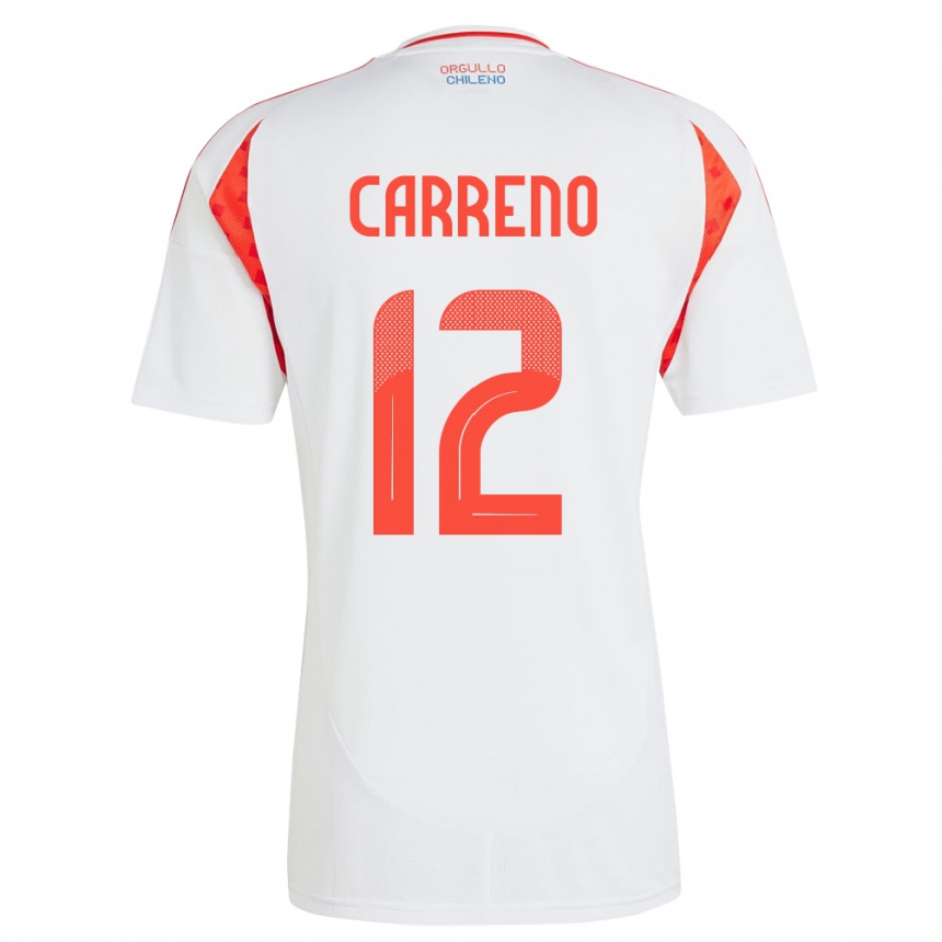 Kids Football Chile Diego Carreño #12 White Away Jersey 24-26 T-Shirt