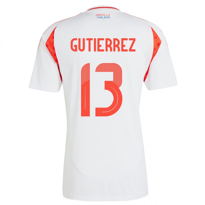 Kids Football Chile Daniel Gutiérrez #13 White Away Jersey 24-26 T-Shirt