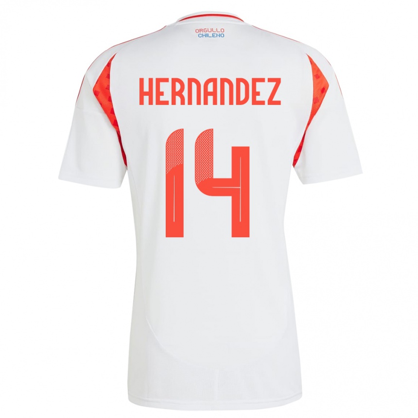 Kids Football Chile Leandro Hernández #14 White Away Jersey 24-26 T-Shirt