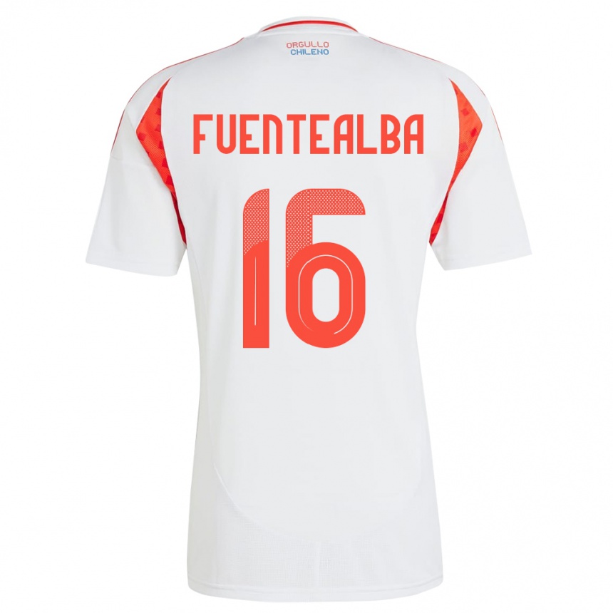 Kids Football Chile Jeison Fuentealba #16 White Away Jersey 24-26 T-Shirt