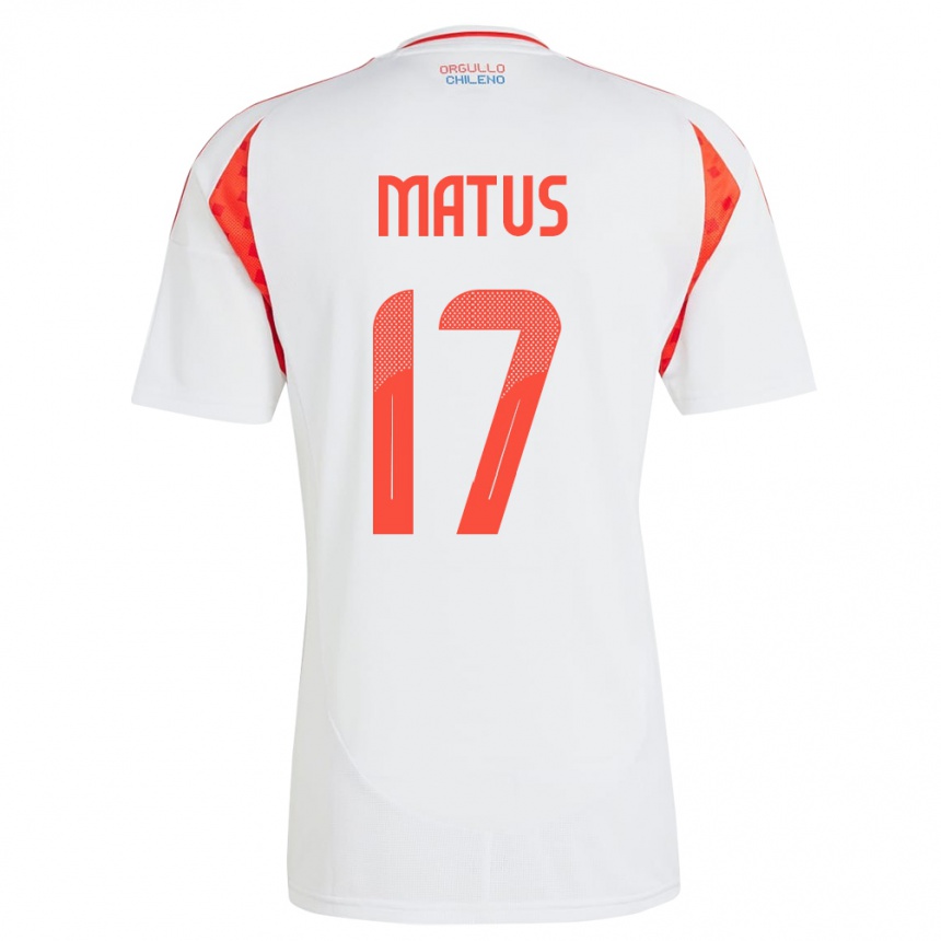 Kids Football Chile Esteban Matus #17 White Away Jersey 24-26 T-Shirt