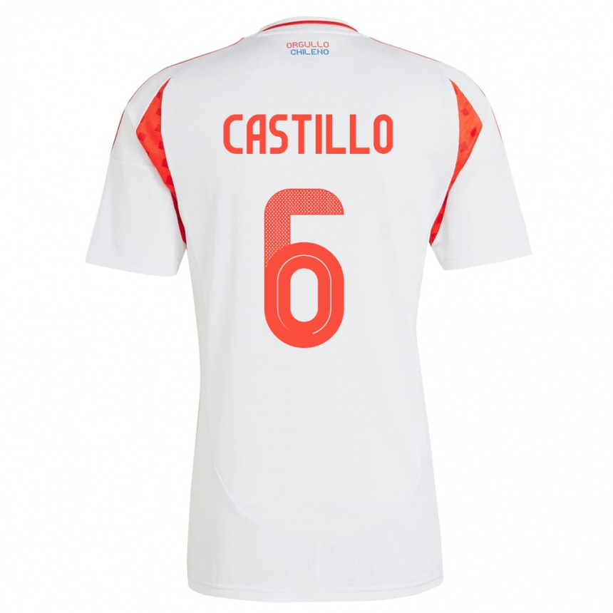 Kids Football Chile Cristóbal Castillo #6 White Away Jersey 24-26 T-Shirt
