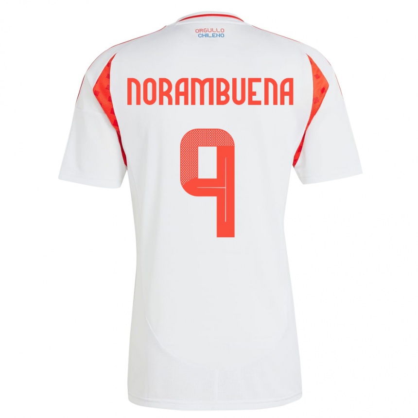 Kids Football Chile Gabriel Norambuena #9 White Away Jersey 24-26 T-Shirt