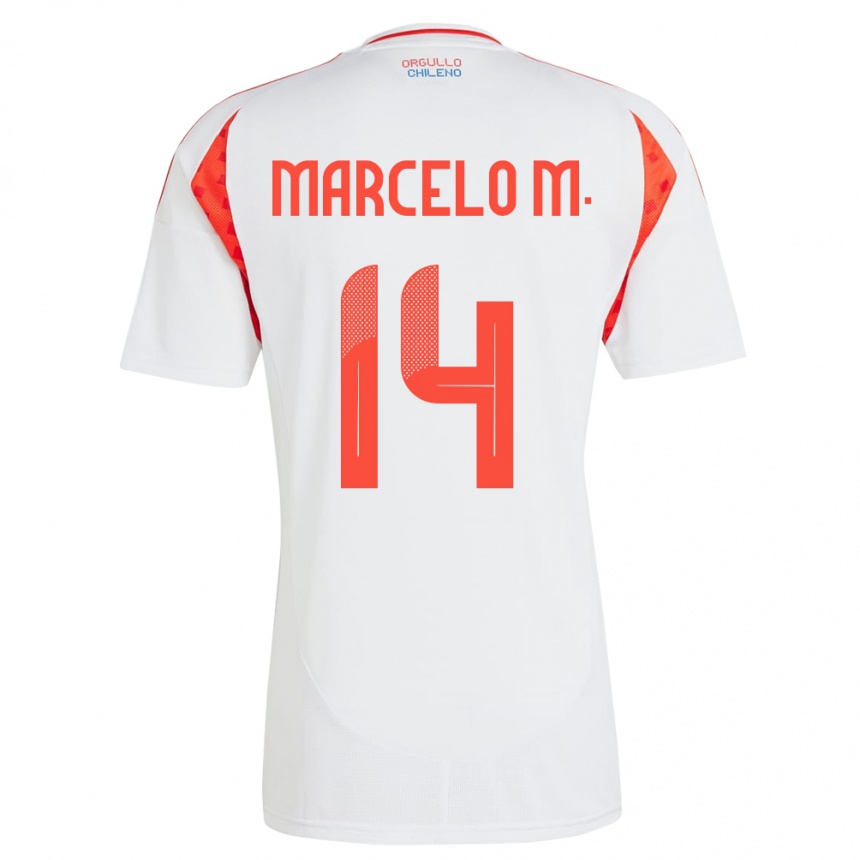 Kids Football Chile Marcelo Morales #14 White Away Jersey 24-26 T-Shirt