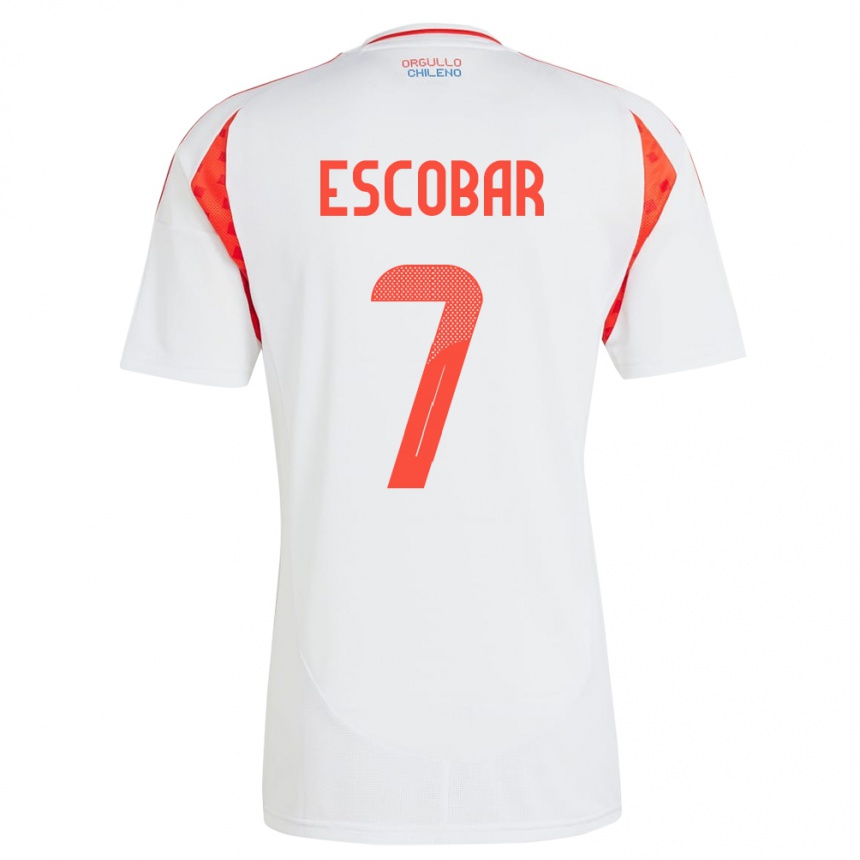 Kids Football Chile Bastián Escobar #7 White Away Jersey 24-26 T-Shirt