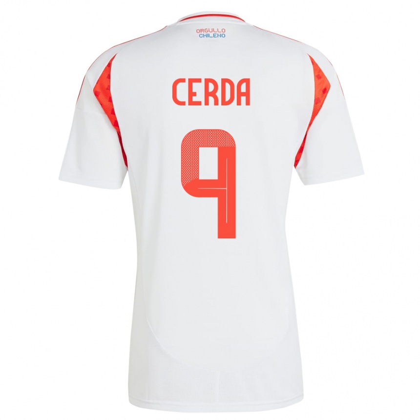 Kids Football Chile Axel Cerda #9 White Away Jersey 24-26 T-Shirt