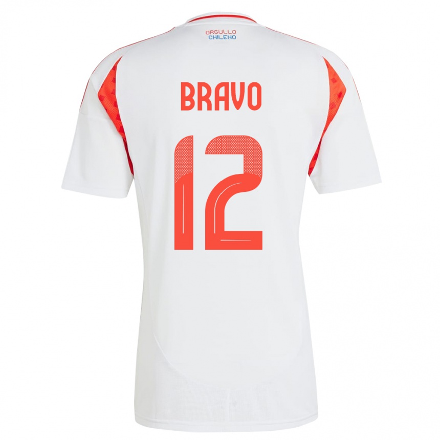 Kids Football Chile Christian Bravo #12 White Away Jersey 24-26 T-Shirt