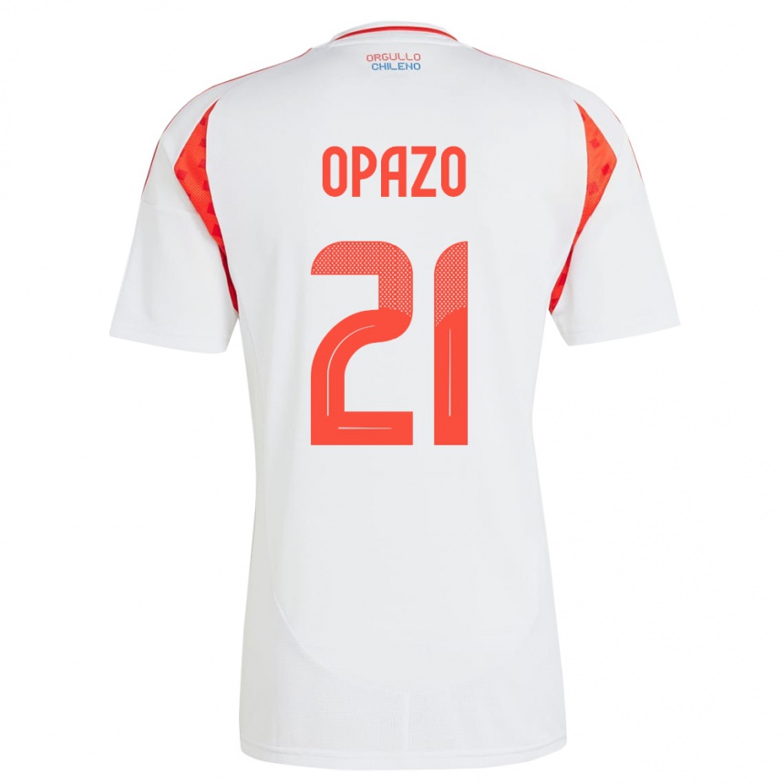 Kids Football Chile Diego Opazo #21 White Away Jersey 24-26 T-Shirt