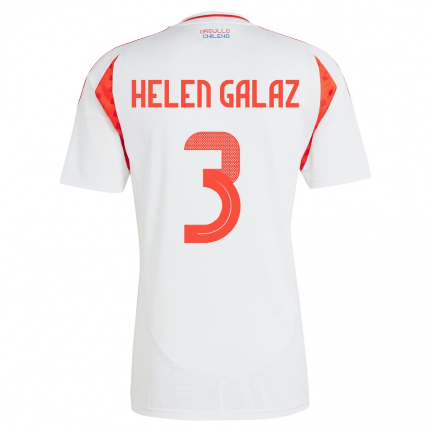 Kids Football Chile Su Helen Galaz #3 White Away Jersey 24-26 T-Shirt