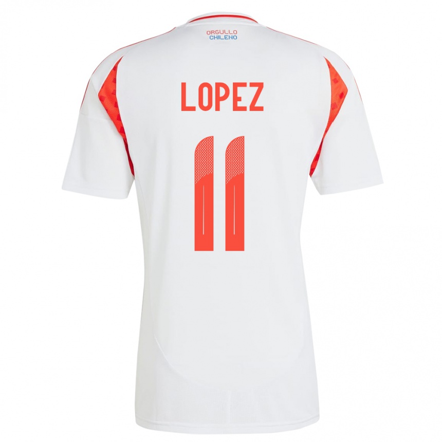 Kids Football Chile Yessenia López #11 White Away Jersey 24-26 T-Shirt