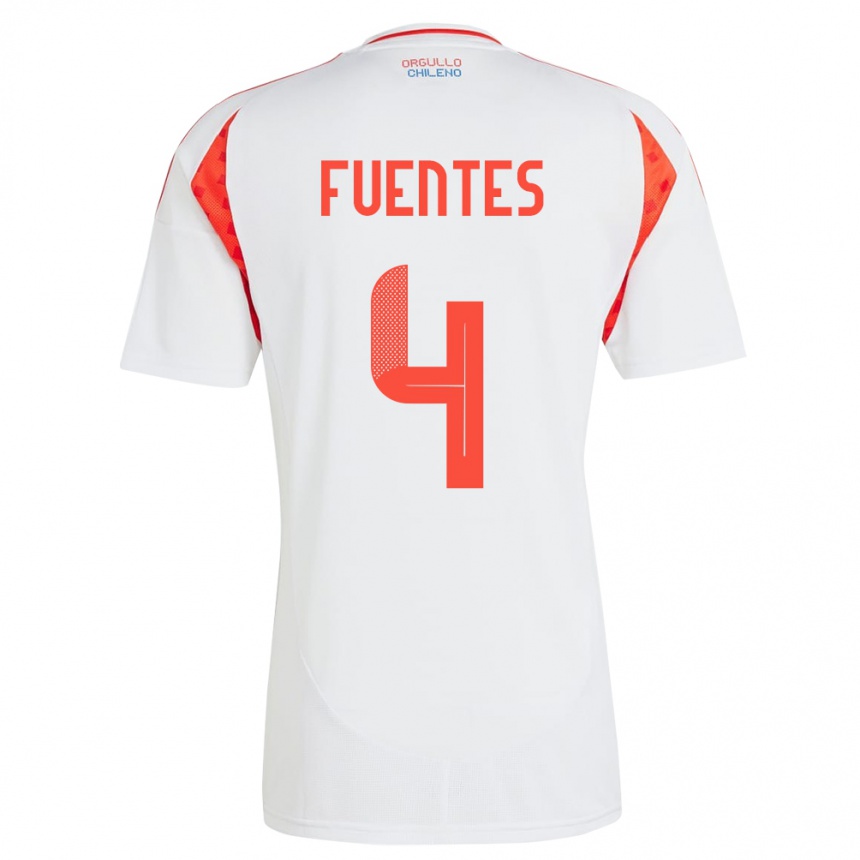 Kids Football Chile Karen Fuentes #4 White Away Jersey 24-26 T-Shirt