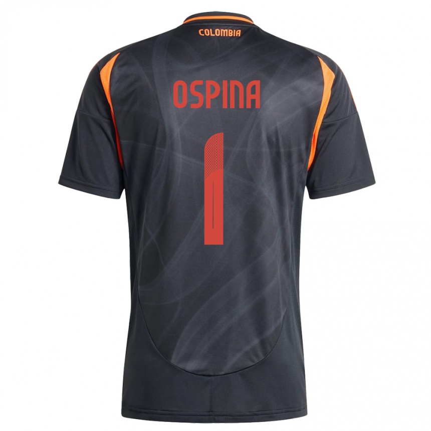 Kids Football Colombia David Ospina #1 Black Away Jersey 24-26 T-Shirt