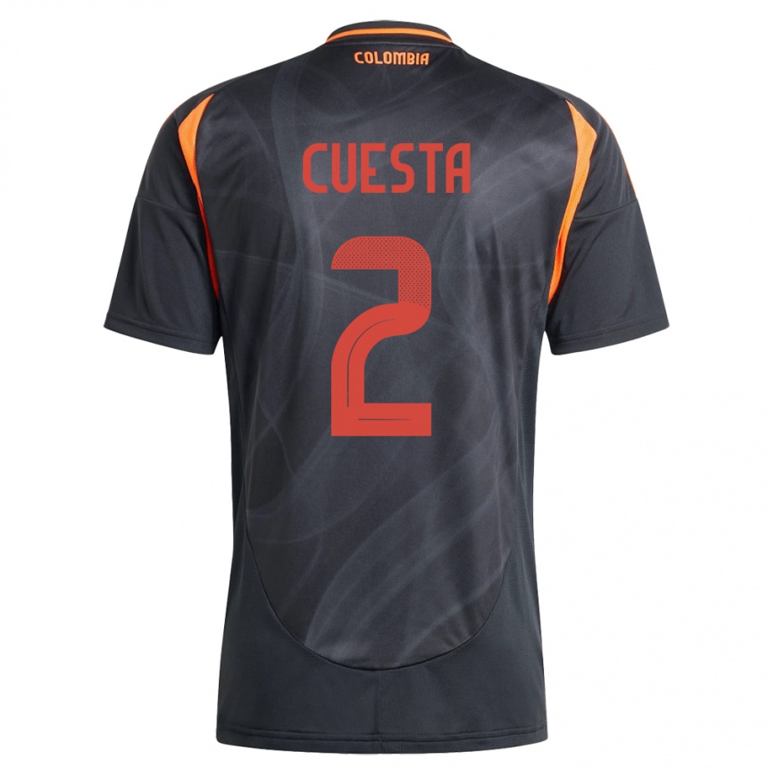 Kids Football Colombia Carlos Cuesta #2 Black Away Jersey 24-26 T-Shirt