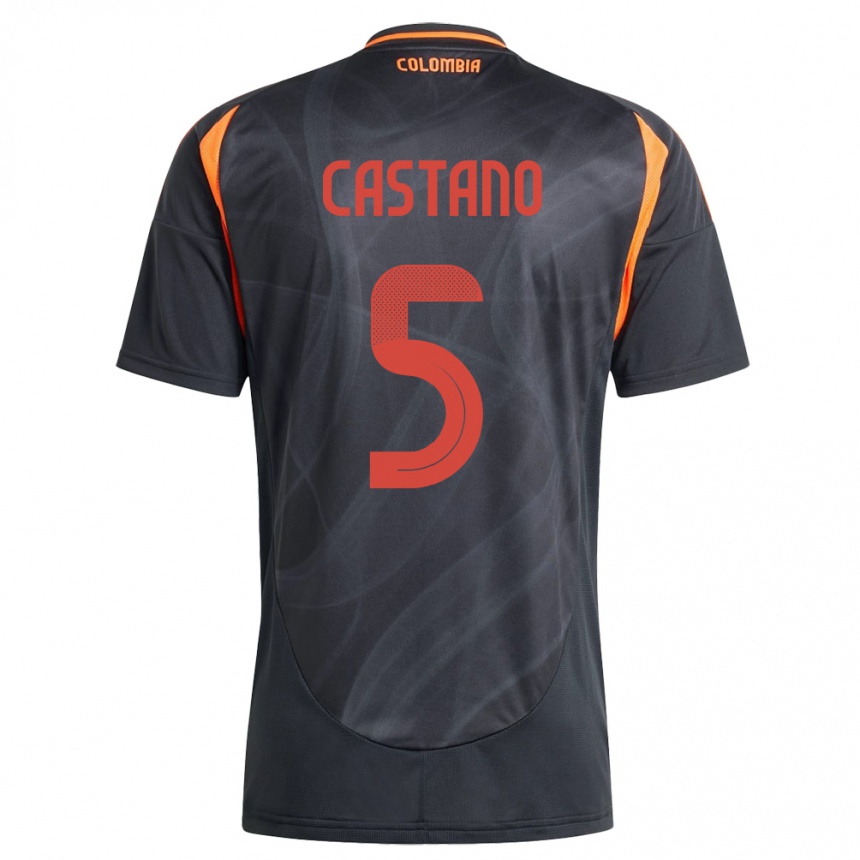 Kids Football Colombia Kevin Castaño #5 Black Away Jersey 24-26 T-Shirt