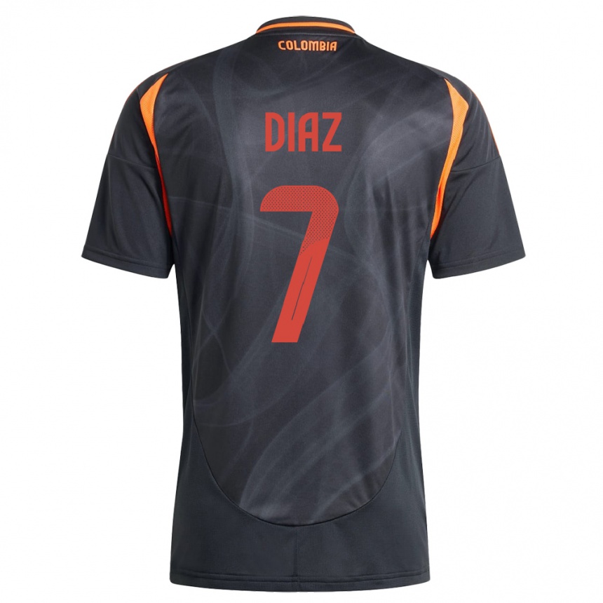 Kids Football Colombia Luis Díaz #7 Black Away Jersey 24-26 T-Shirt