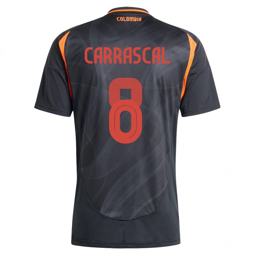 Kids Football Colombia Jorge Carrascal #8 Black Away Jersey 24-26 T-Shirt