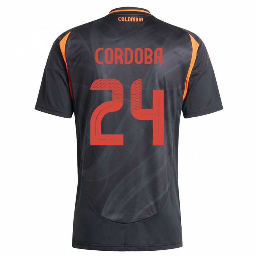 Kids Football Colombia Jhon Córdoba #24 Black Away Jersey 24-26 T-Shirt