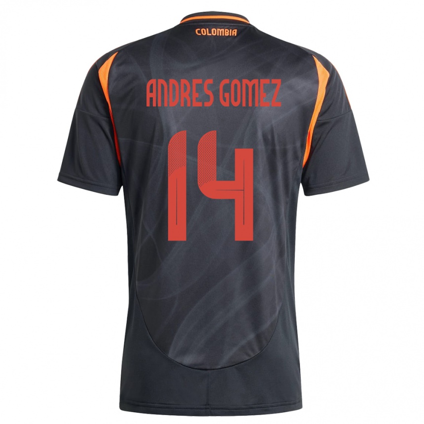 Kids Football Colombia Carlos Andrés Gómez #14 Black Away Jersey 24-26 T-Shirt