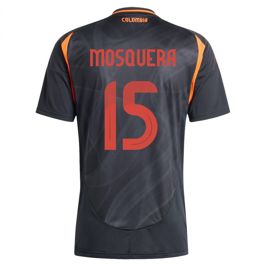 Kids Football Colombia Yerson Mosquera #15 Black Away Jersey 24-26 T-Shirt