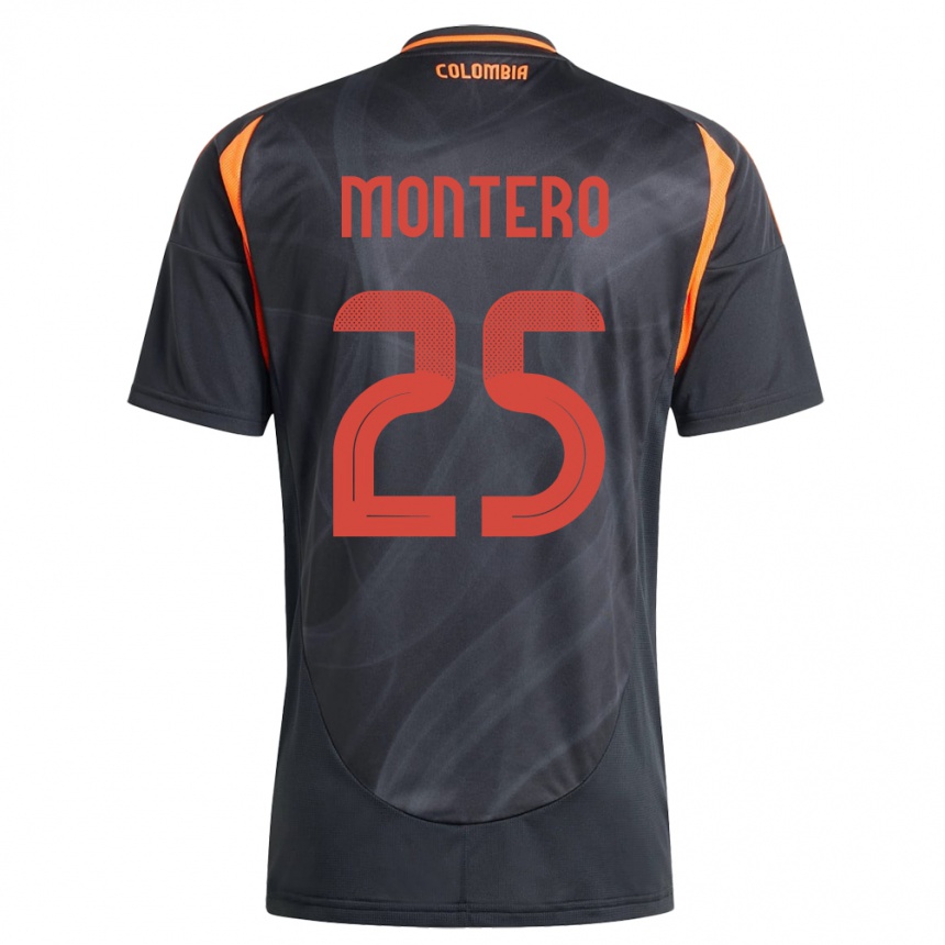 Kids Football Colombia Álvaro Montero #25 Black Away Jersey 24-26 T-Shirt