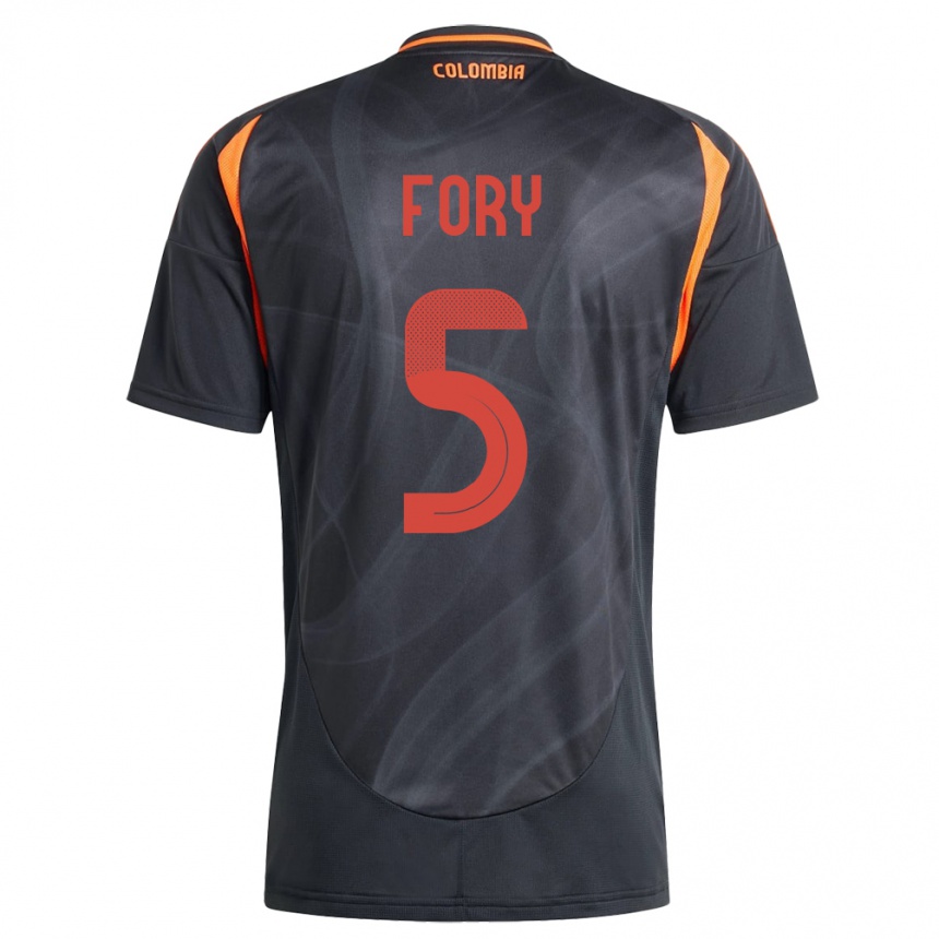 Kids Football Colombia Jimer Fory #5 Black Away Jersey 24-26 T-Shirt