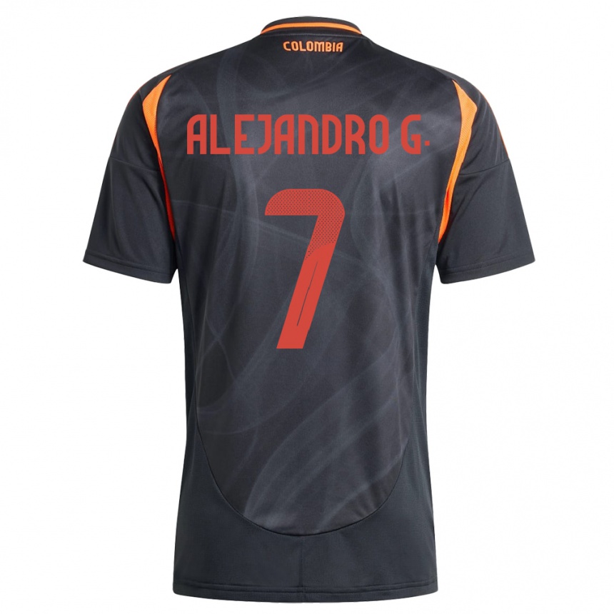 Kids Football Colombia Alejandro García #7 Black Away Jersey 24-26 T-Shirt