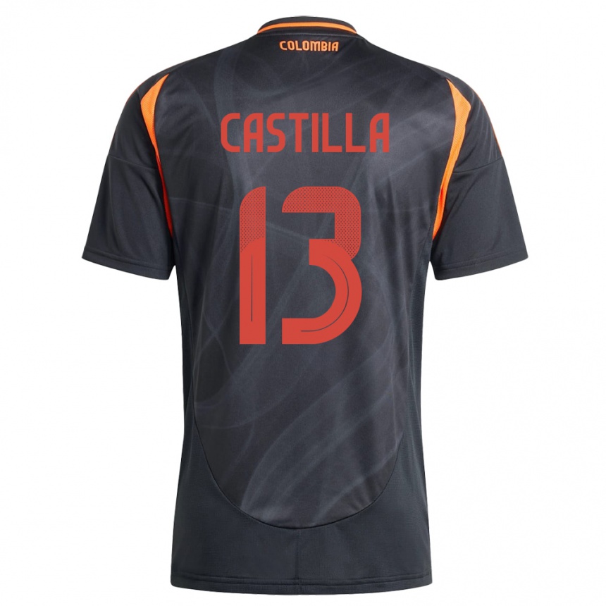 Kids Football Colombia Juan Castilla #13 Black Away Jersey 24-26 T-Shirt