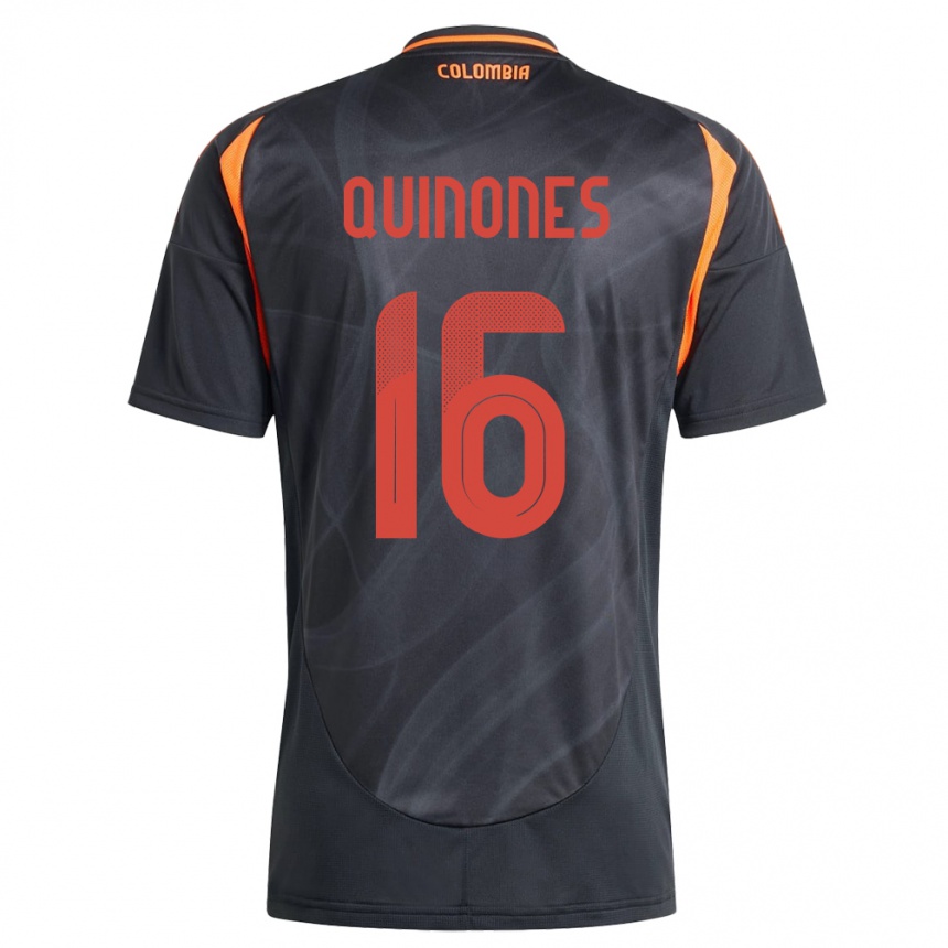 Kids Football Colombia Nelson Quiñónes #16 Black Away Jersey 24-26 T-Shirt