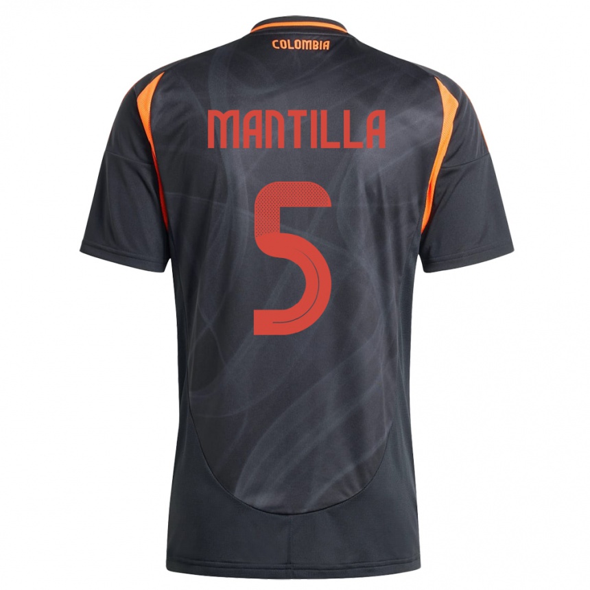 Kids Football Colombia Kevin Mantilla #5 Black Away Jersey 24-26 T-Shirt